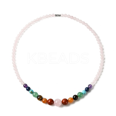 Natural Mixed Gemstone Graduated Beaded Necklaces NJEW-JN04492-1