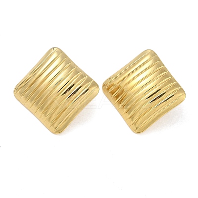Stripe Theme Ion Plating(IP) 304 Stainless Steel Stud Earrings for Women EJEW-B050-18G-01-1