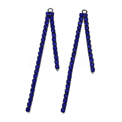 Rack Plated Brass Pave Rhinestone Chain Tassel Shape Big Pendants KK-N216-418-01B-1