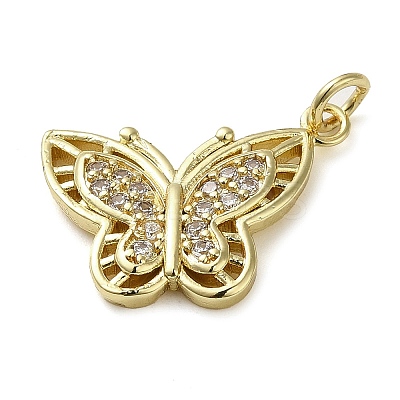 Brass Micro Pave Clear Cubic Zirconia Pendants KK-U005-01I-G-1