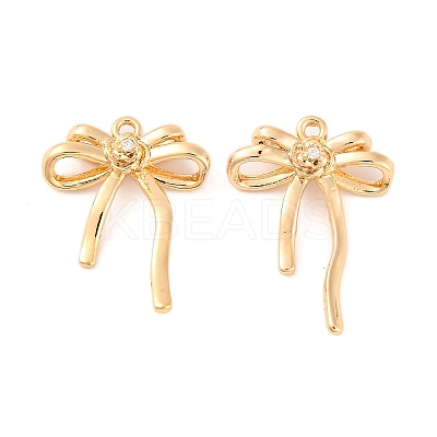 Brass Micro Pave Clear Cubic Zirconia Pendants KK-S389-02G-1