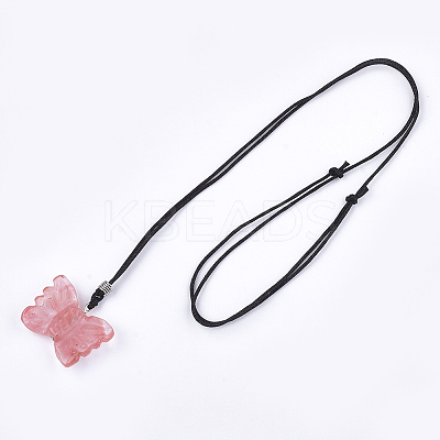 Watermelon Stone Glass Pendant Necklaces G-T113-07C-B-1