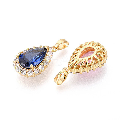 Brass Micro Pave Cubic Zirconia Pendants KK-N272-01G-M-1