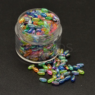 AB Color Plated Rice Electroplated Eco-Friendly Transparent Acrylic Beads PACR-I002-M-1