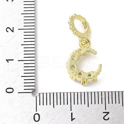 Brass Micro Pave Clear Cubic Zirconia Crescent Moon European Dangle Charms KK-A236-20G-1