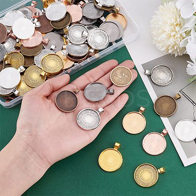 100Pcs 10 Styles Zinc Alloy Pendant Cabochon Settings FIND-PH0024-81-1