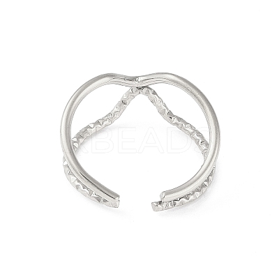 Non-Tarnish 304 Stainless Steel Open Cuff Rings RJEW-S418-02P-1