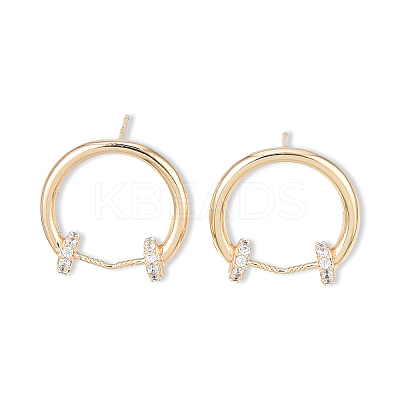 Ring Brass Clear Cubic Zirconia Stud Earrings for Women EJEW-N012-53-1
