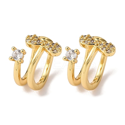 Brass Micro Pave Clear Cubic Zirconia Cuff Earrings EJEW-D328-02G-02-1