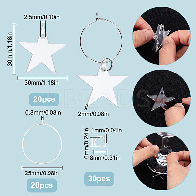DIY Blank Wine Glass Charm Making Kit DIY-SC0023-79B-1