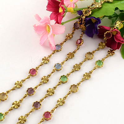 Handmade Nickel Free Raw(Unplated) Brass Beaded Chains CHC-R118-09-1