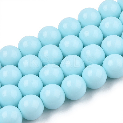 Opaque Solid Color Glass Beads Strands GLAA-T032-P8mm-10-1