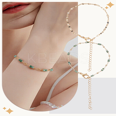 1 Set Natural Lapis Lazuli Beads Bracelet & Dapped Chains Bracelet Set for Women BJEW-LP0004-06A-1