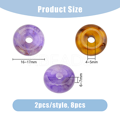 8Pcs 4 Styles Natural Gemstone European Pendants G-DC0001-35-1