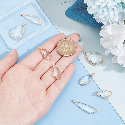 8Pcs 4 Styles Brass Glass Pendants KK-AR0003-56-1