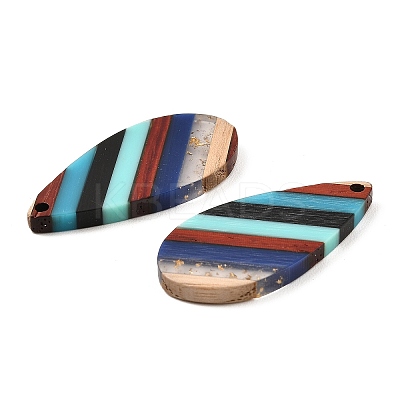 Transparent Resin & Walnut Wood Pendants X-RESI-E050-13-1