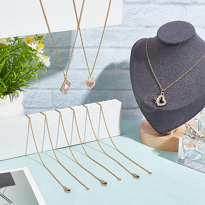 20Pcs Ion Plating(IP) 304 Stainless Steel Cable Chain Necklaces Set MAK-NB0001-24-1