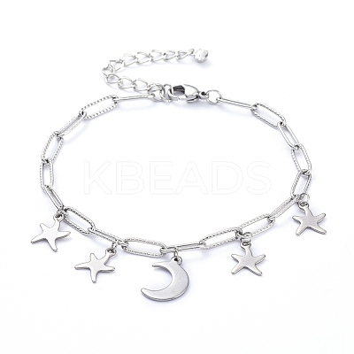 304 Stainless Steel Charm Bracelets BJEW-JB05130-1