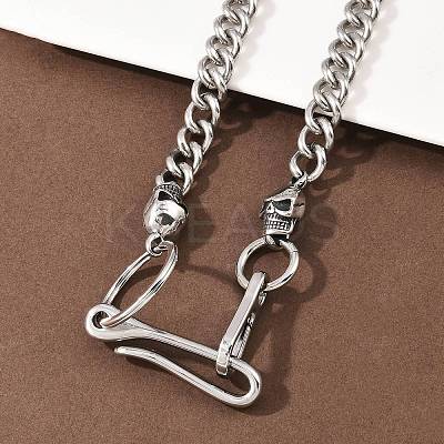 304 Stainless Steel Cuban Link Chain Skull Pants Chains with S-Hooks AJEW-D001-01B-ASP-1