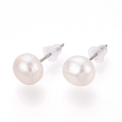 Natural Pearl Stud Earrings PEAR-N020-07C-01-1