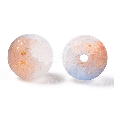 Frosted Baking Paint Crackle Glass Beads with Glitter Powder DGLA-T004-8mm-01B-1