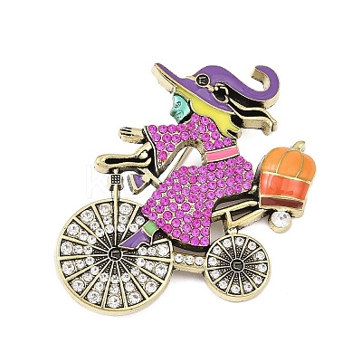 Halloween Witch with Bike Enamel Pins JEWB-I052-03AG-1