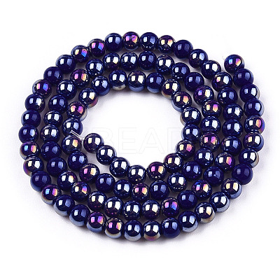 Electroplate Opaque Glass Beads Strands X-GLAA-T032-P4mm-AB03-1