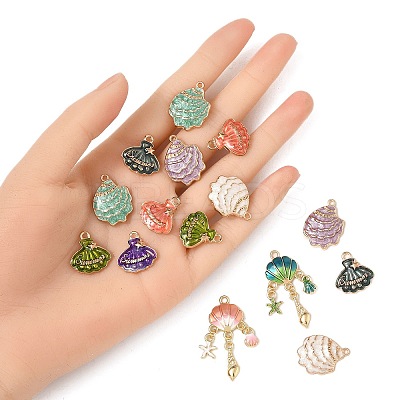 16Pcs 9 Styles Alloy Enamel Pendants ENAM-FP0002-66-1