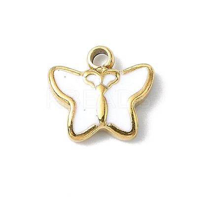 304 Stainless Steel White Enamel Charms STAS-L022-439G-02-1