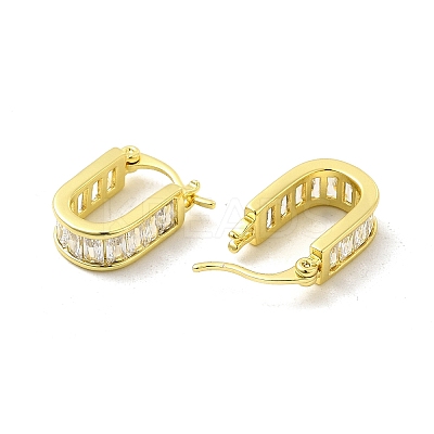 Clear Cubic Zirconia Oval Hoop Earrings EJEW-E273-13LG-1