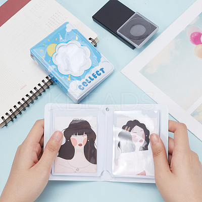 2 Books 2 Styles 3 Inch PVC Mini Photo Album with Flower Window AJEW-CP0005-37-1