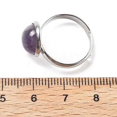 Half Round Natural Amethyst Finger Rings RJEW-M062-01P-31-1
