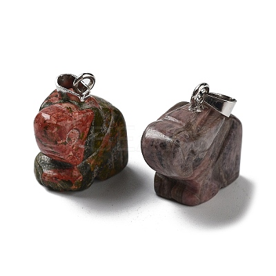 Natural & Synthetic Mixed Gemstone Pendants G-B068-12P-1