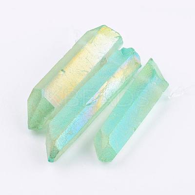 Electroplated Natural Quartz Crystal Graduated Beads Strands G-P315-A03-1