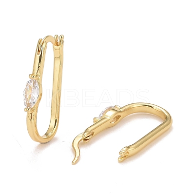 Clear Cubic Zirconia Oval Hoop Earrings EJEW-C022-11G-1