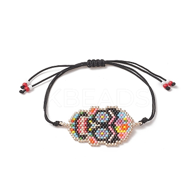 Handmade Japanese Seed Skull Link Bracelet BJEW-MZ00021-01-1
