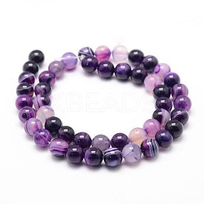 Natural Striped Agate/Banded Agate Bead Strands G-K155-A-8mm-11-1