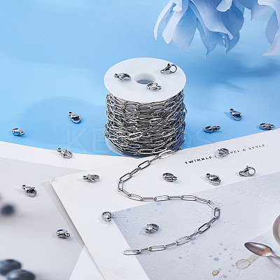 DIY 304 Stainless Steel Paperclip Chains Jewelry Making Kits DIY-DC0003-66-1