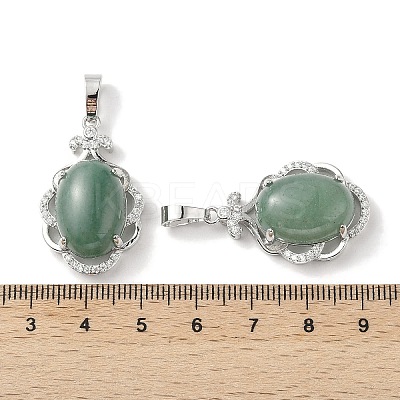 Natural Green Aventurine Oval Pendants G-NH0025-15P-29-1