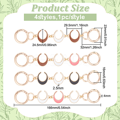 4Pcs 4 Colors Crescent Moon Alloy Enamel Link Purse Strap Extenders FIND-WR0009-39-1