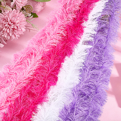 12Pcs 4 Colors Polyester Turkey Feather Strips DIY-MA0007-23-1