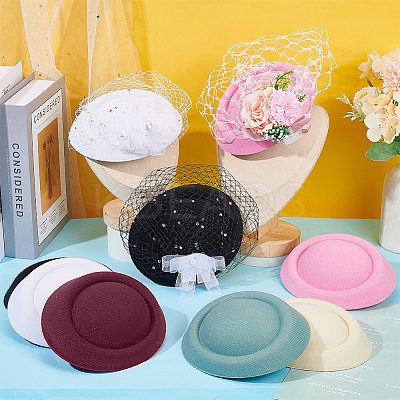 6Pcs 6 Colors Cloth Flat Round Fascinator Hat Base for Millinery AJEW-NB0005-57-1