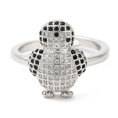 Penguin Cubic Zirconia Adjustable Rings RJEW-K247-01P-1