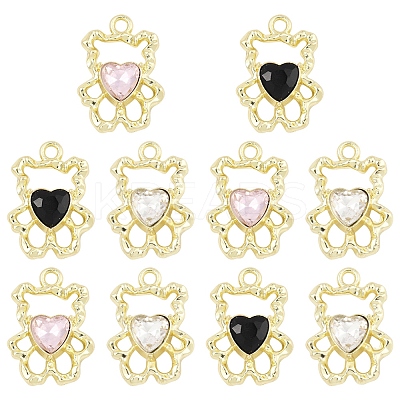 10Pcs Alloy with Rhinestone Pendants ALRI-FS0001-07-1