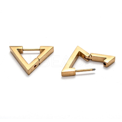 304 Stainless Steel Triangle Huggie Hoop Earrings STAS-H156-02A-G-1