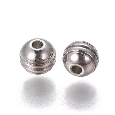 Tarnish Resistant 201 Stainless Steel Grooved Beads LS-STAS-P239-04P-1