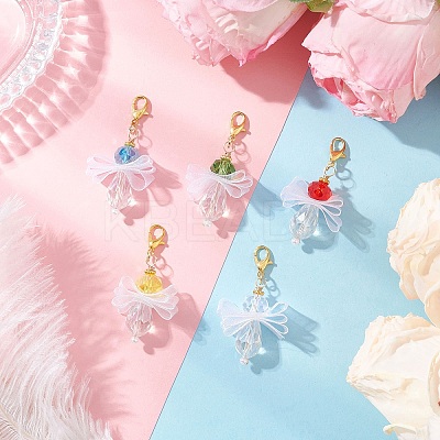 5Pcs Angel Glass & Acrylic Pendant Decorations HJEW-JM04180-03-1