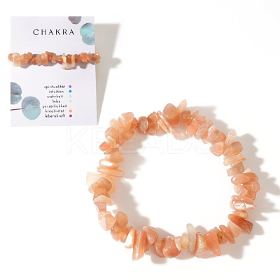 Natural Sunstone Chips Bead Stretch Bracelets for Women Men CI5318-6-1