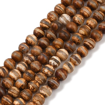 Natural Tibetan Style dZi Beads Strands G-P229-A-07J-6mm-1