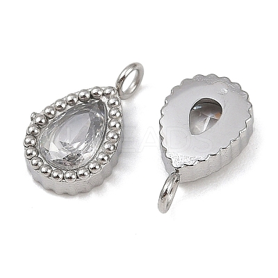 304 Stainless Steel Micro Pave Cubic Zirconia Charms STAS-K302-01C-P-1